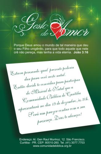 Convite de natal Comunidade Biblica de Curitiba